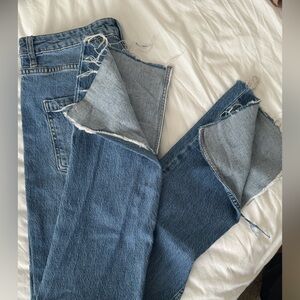 Raw split hem Zara jeans. High rise long inseam